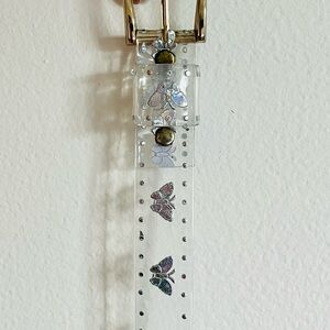 Dolls Kill Clear Belt with Butterfly Design and Gold Buckle